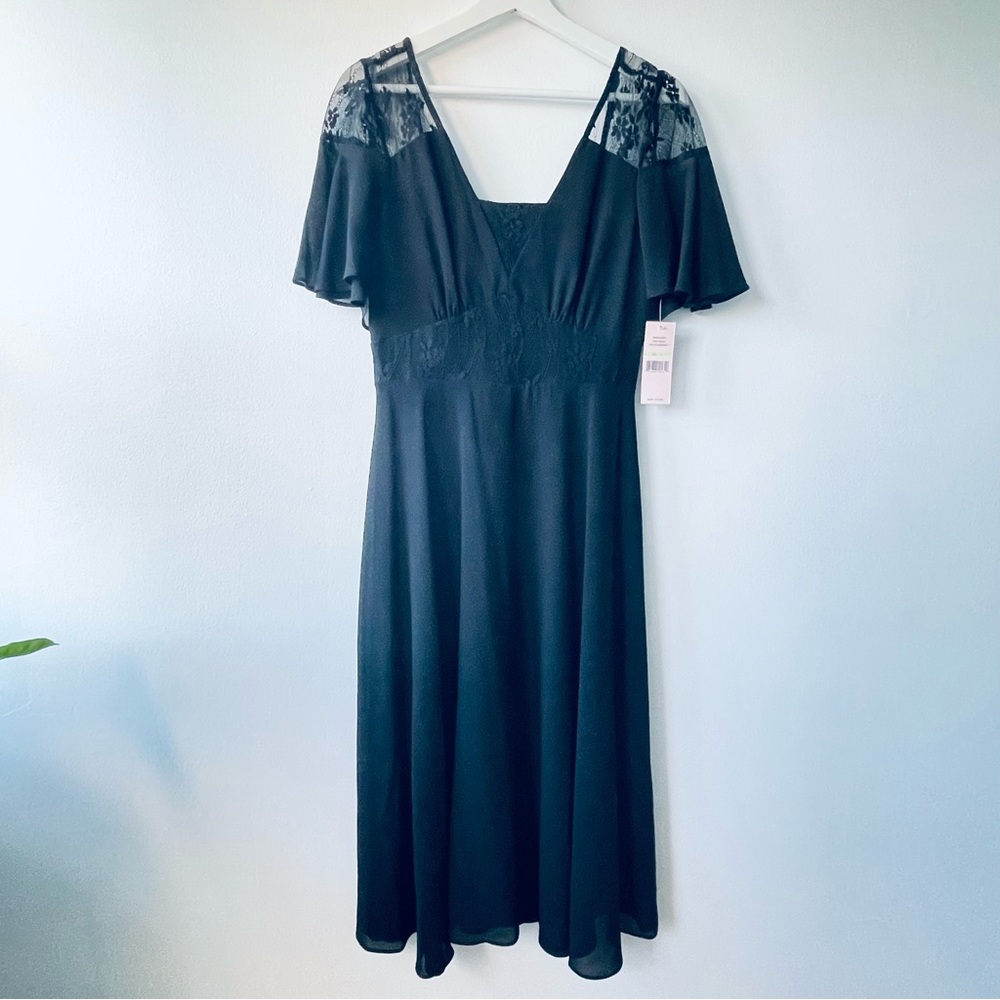 Nanette Lepore Very Black Lace Sheer Dress Sz 4 Midi